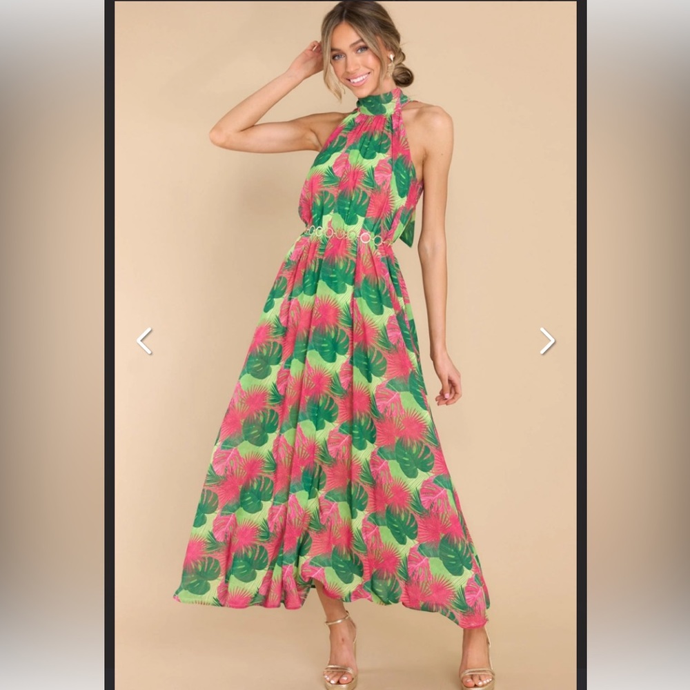 Red Dress Boutique Maxi Dress Tropical Print New NIP 🎉Host Pick!🎊